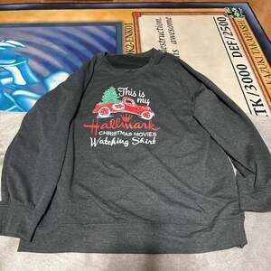 Hallmark Christmas Movies Grey Sweatshirt, Holiday Graphic Pullover, Size XL